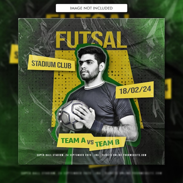 Voetbal futsal sport social media banner of flyer