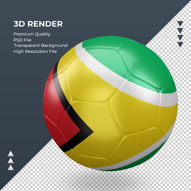 Voetbal Guyana vlag realistische 3D-rendering juiste weergave