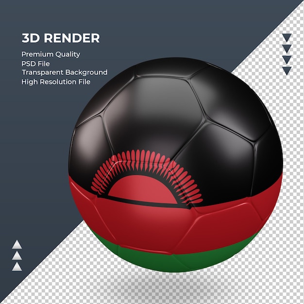 Voetbal malawi vlag realistische 3d-rendering juiste weergave