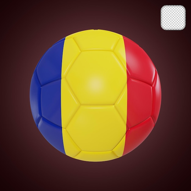 Voetbal met de vlag van roemenië 3d illustratie