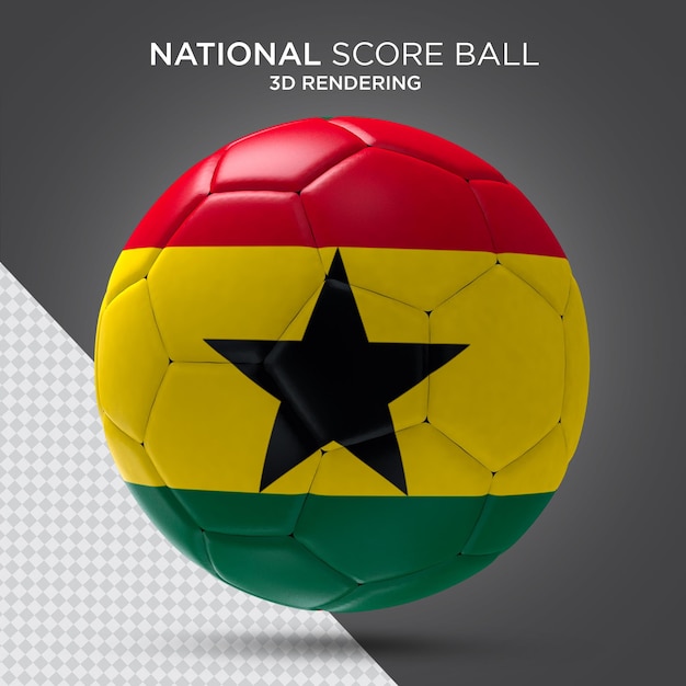 Voetbal met Ghana vlag realistische 3D-rendering