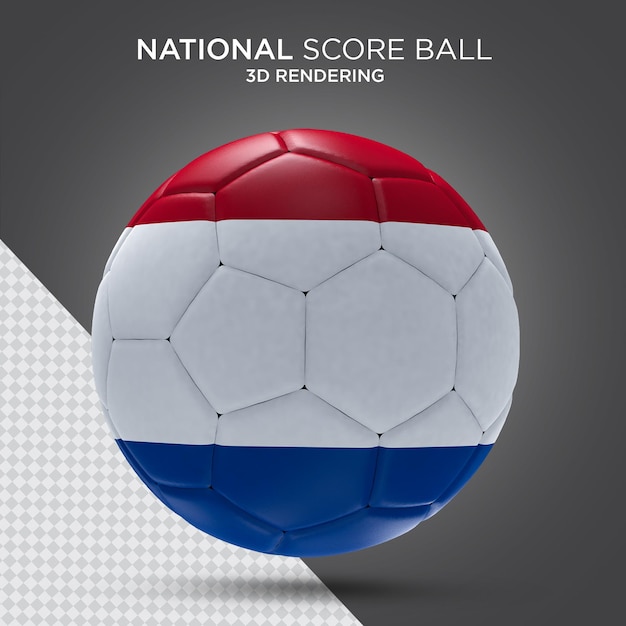 Voetbal met nederlandse vlag realistische 3d-rendering