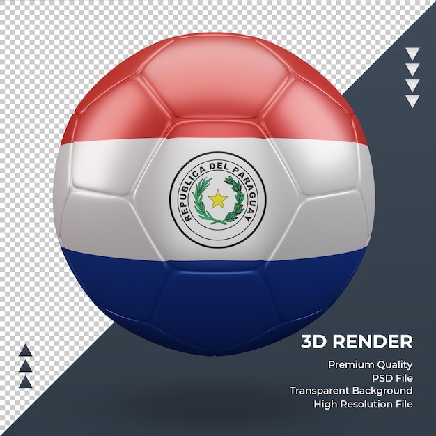 Voetbal Paraguay vlag realistische 3D-rendering vooraanzicht