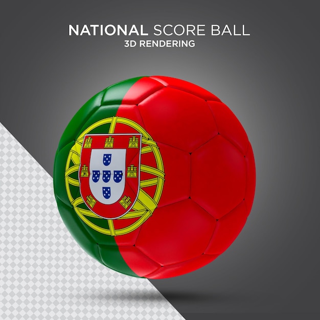 Voetbal Portugal vlag op bal realistische 3D-rendering