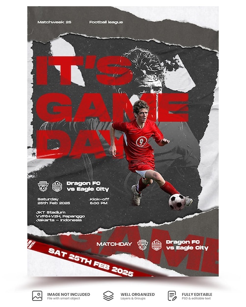 Voetbal schema A4 poster sjabloonontwerp