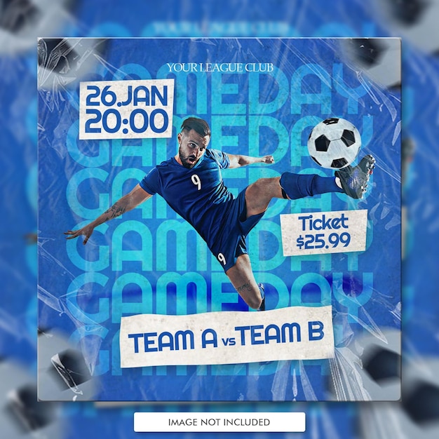 Voetbal voetbal sport vierkante sociale media banner of flyer-sjabloon