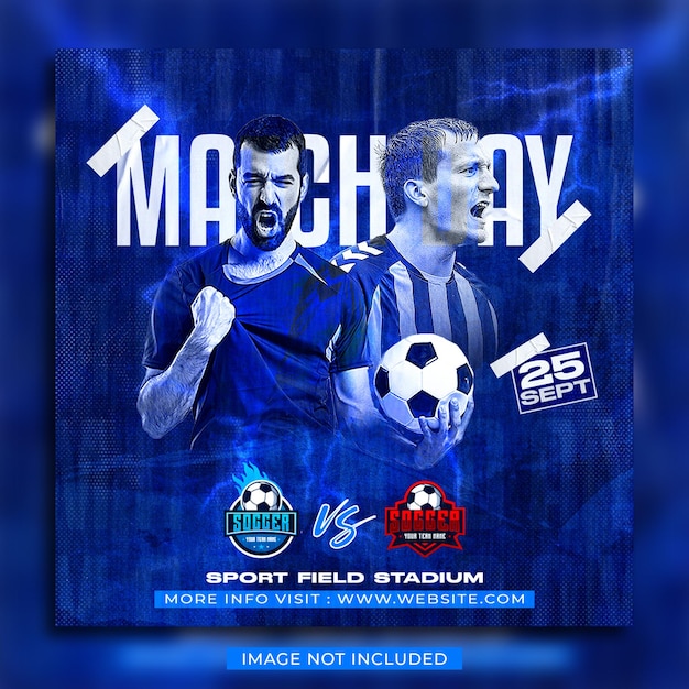 Voetbal Voetbalwedstrijddag Flyer en sjabloon voor spandoek voor sociale media