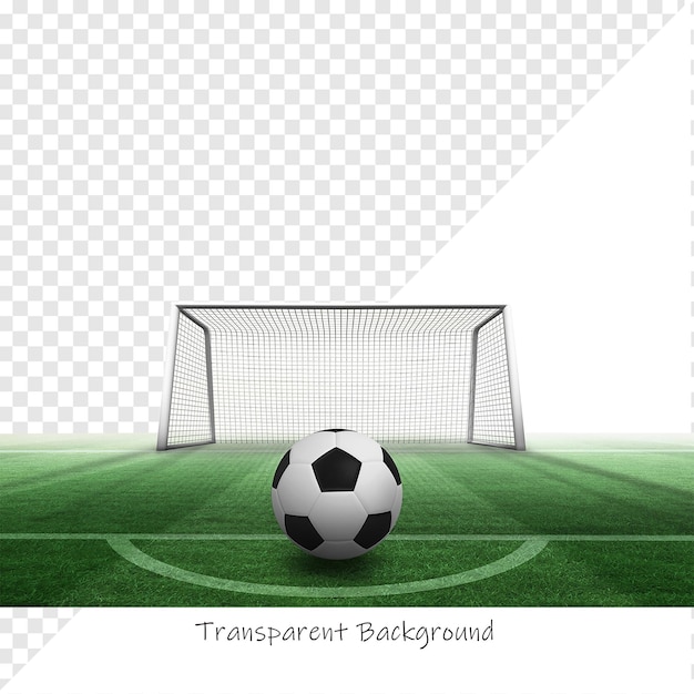 Voetbal voor een doel op een groen veld
