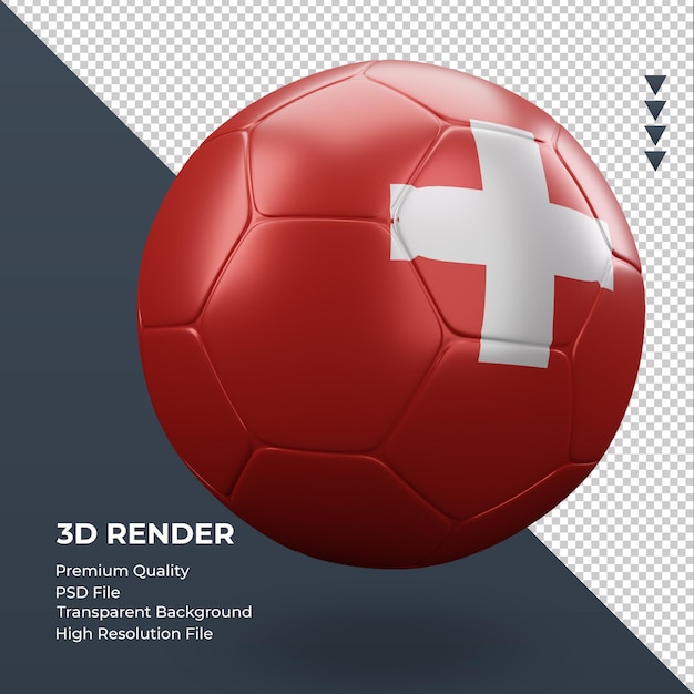 Voetbal zwitserland vlag realistische 3d-rendering linker weergave