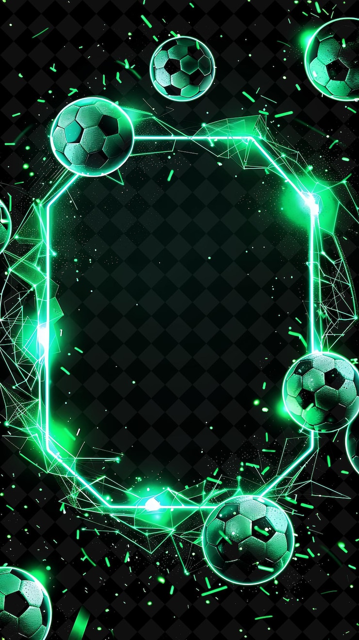 PSD voetbalballen en lichten op een donkere achtergrond