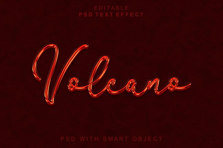 PSD volcano 3d text effect