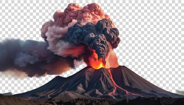volcano erupting with fiery lava and billowing smoke