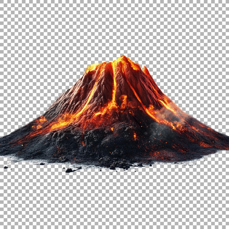PSD 火山爆發在透明的背景上 ai 產生