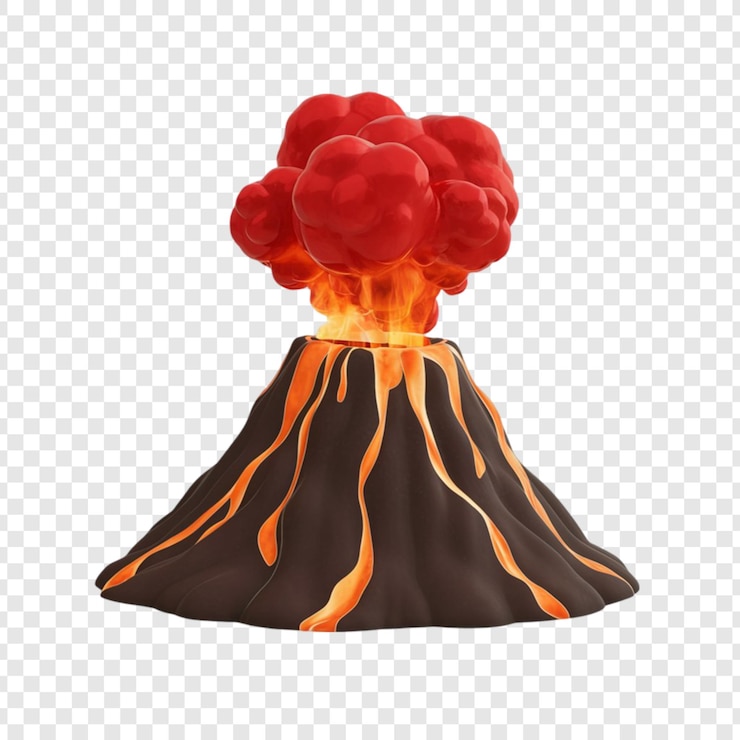 PSD a volcano with a flame on it