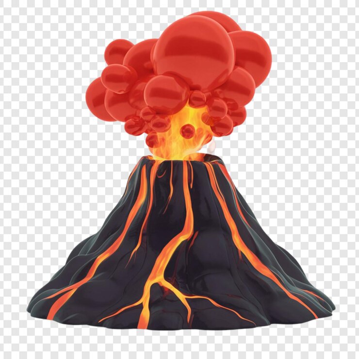 PSD a volcano with a volcano on it