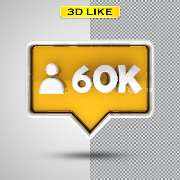 Volg 60k gouden 3d-rendering