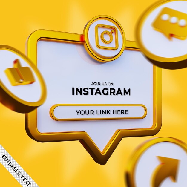 Volg ons op instagram sociale media vierkante banner met 3d-logo en linkprofiel