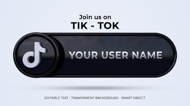 Volg ons op tik tok social media-banner met 3d-logo en linkprofiel