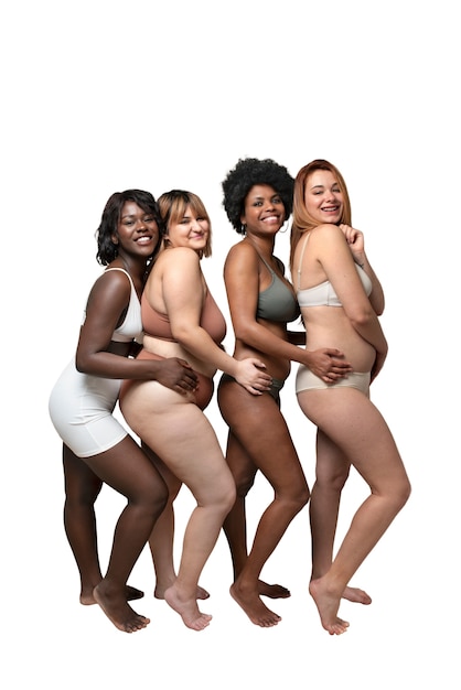 Volle foto's van vrouwen met allerlei lichamen.