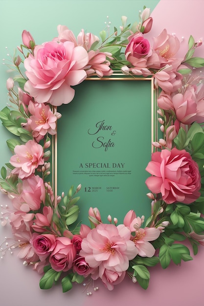 PSD volledig bewerkbaar bloemen- en luxe bruiloft uitnodigingskaart sjabloon ontwerp