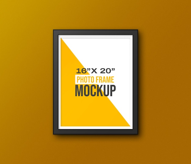 Volledig bewerkbare 16x20 fotoframe mockup sjabloon