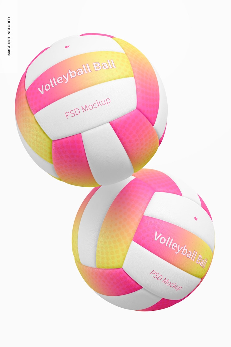 PSD volleyball game balls mockup, floating