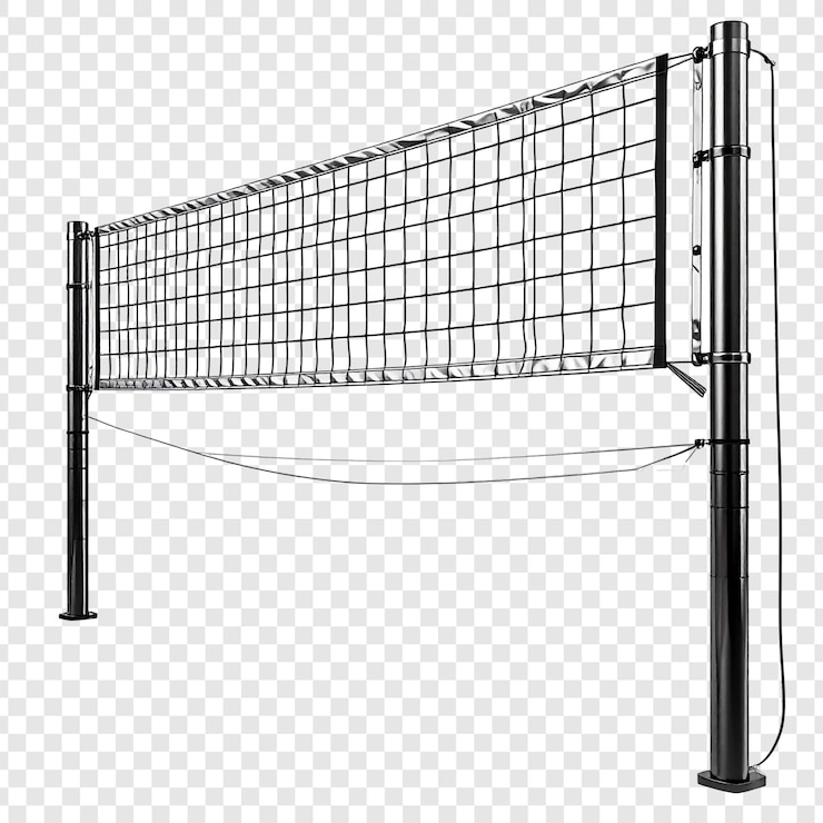 PSD volleyball net illustration simplified mesh structure black and white graphic