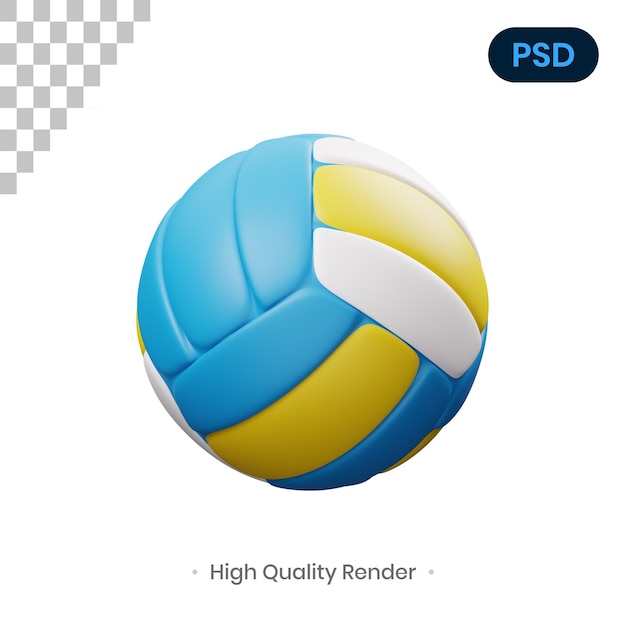 PSD illustrazione di rendering 3d di pallavolo psd premium