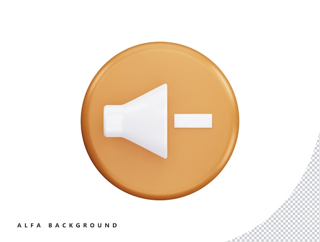 Volume down with 3d vector icon cartoon minimal style