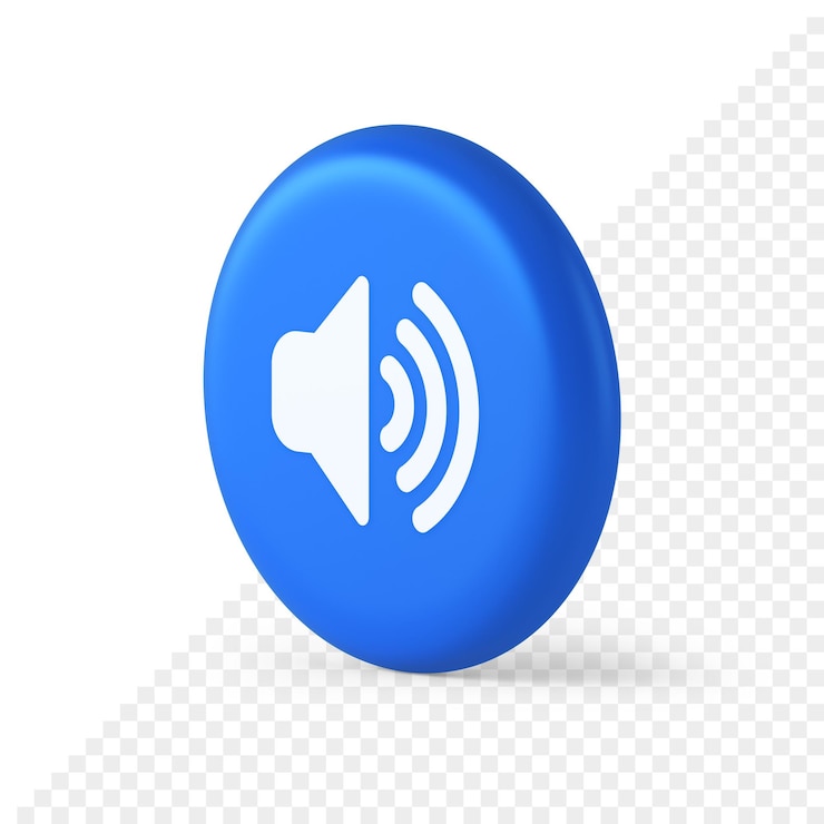 PSD volume sound button speaker acoustic level noise wave control 3d round isometric icon