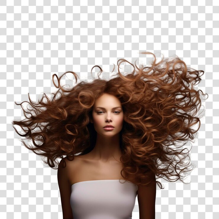 PSD voluminous curly hair model