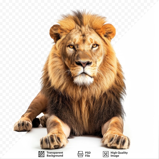 PSD volwassen mannelijke leeuw die ligt panthera leo geïsoleerd op wit