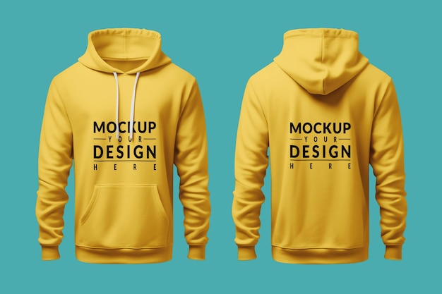 PSD voor- en achterbeeld hoodie mockup