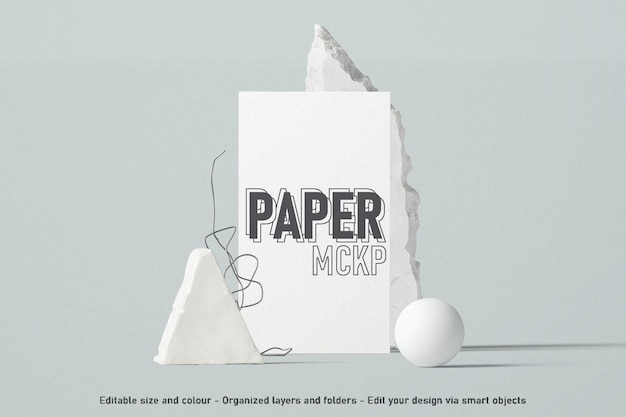 PSD vooraanzicht bewerkbare blanco papier mockup scene