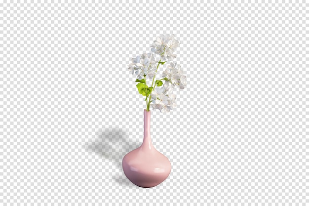 Vooraanzicht boeket bloemen in een vaas in 3d-rendering