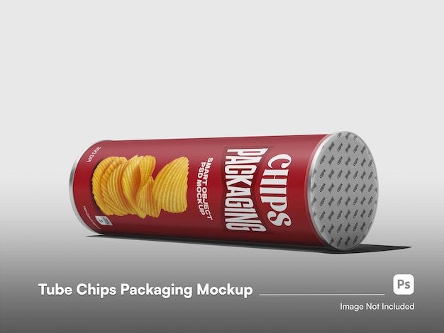 PSD vooraanzicht buisverpakking 3d geïsoleerde mockup voor snacks en chips