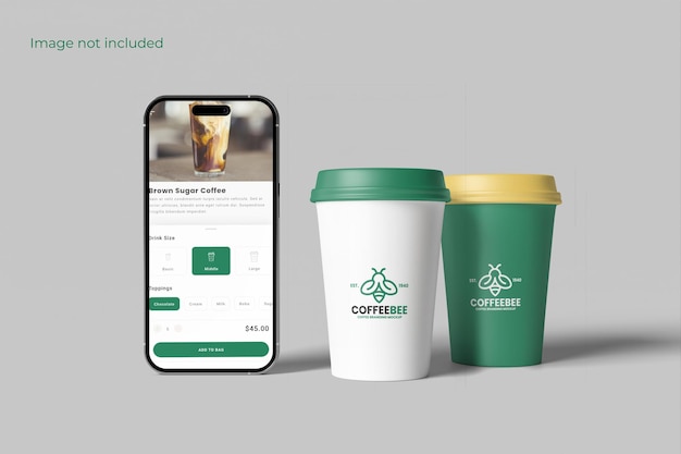 Vooraanzicht coffee branding mockup