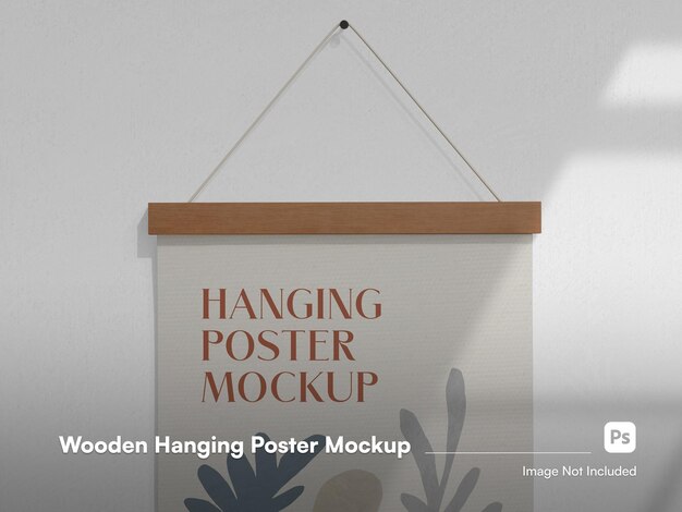 PSD vooraanzicht houten hangende poster 3d geïsoleerde mockup