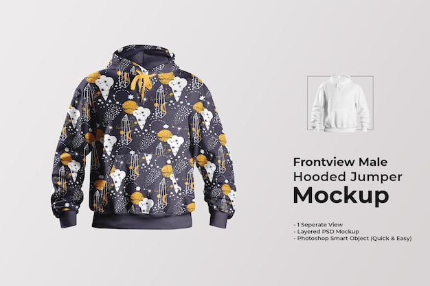 Vooraanzicht mannelijke hooded jumper mockup