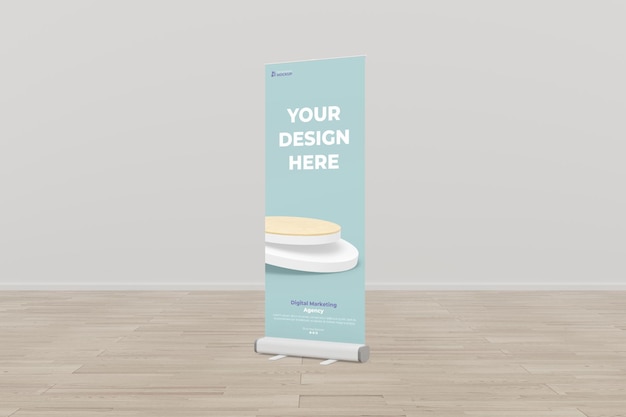 PSD vooraanzicht oprolbare banner mockup