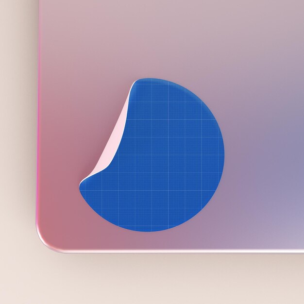 Vooraanzicht ronde sticker op laptop psd mockup met aanpasbaar ontwerp