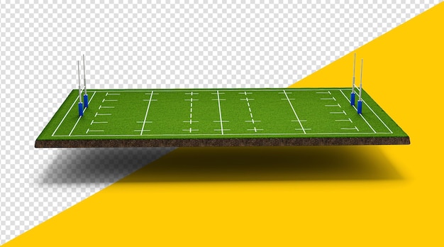 Vooraanzicht rugbystadion of Amerikaans voetbalveld Dwarsdoorsnede van de grond met groen grasveld
