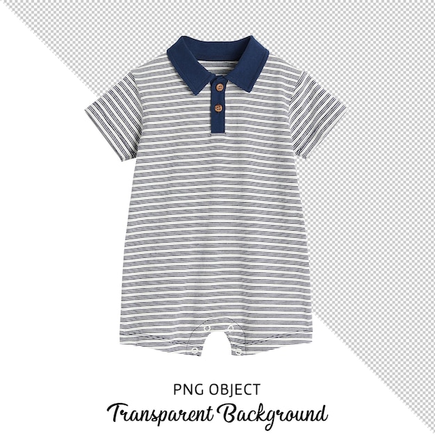 Vooraanzicht van geïsoleerde babypolo gestreepte bodysuit