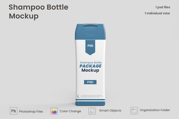 Vooraanzicht van mockup met shampoo-plastic fles Premium Psd