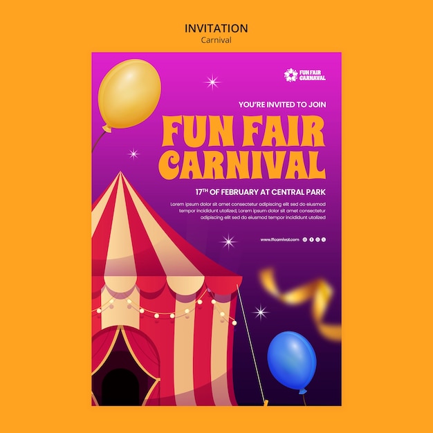 Voorbeeld van een uitnodiging voor een carnavalse gebeurtenis
