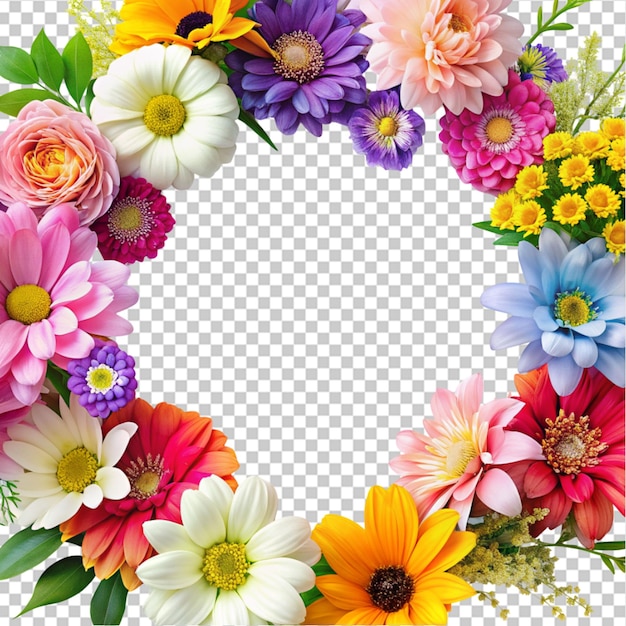 PSD voorjaarsverkoop poster sjabloon met kleurrijke bloemen op doorzichtige achtergrond