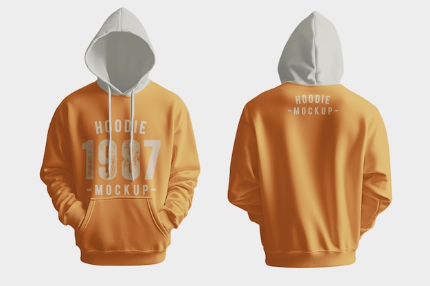 Vooruit en achter Hoodie Mockup