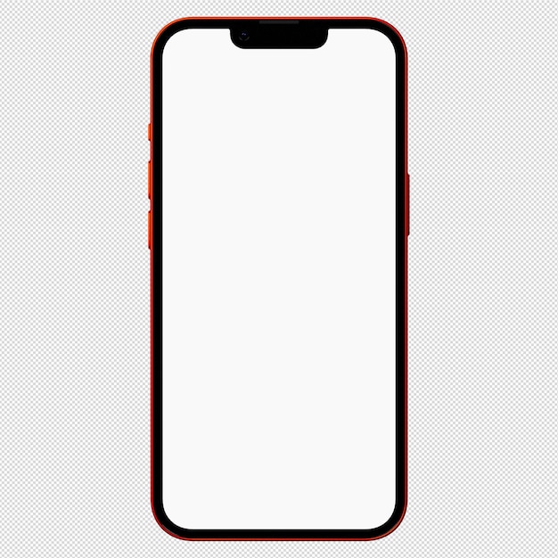 PSD voorzijde foto van een rode smartphone vergelijkbaar met een iphone zonder achtergrond template for mockup