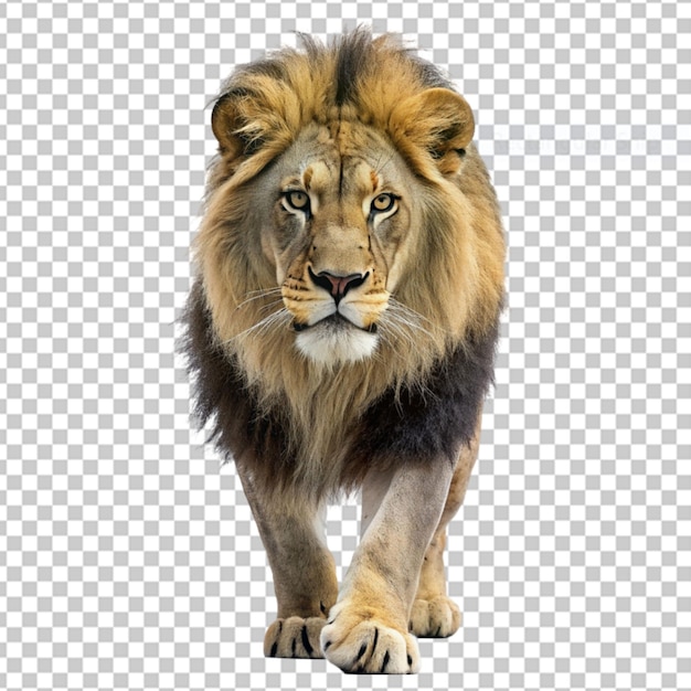 PSD voorzijde van een loopende leeuw met een doorzichtige achtergrond