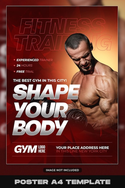 PSD vorm uw lichaam gym en fitness flyer ontwerp